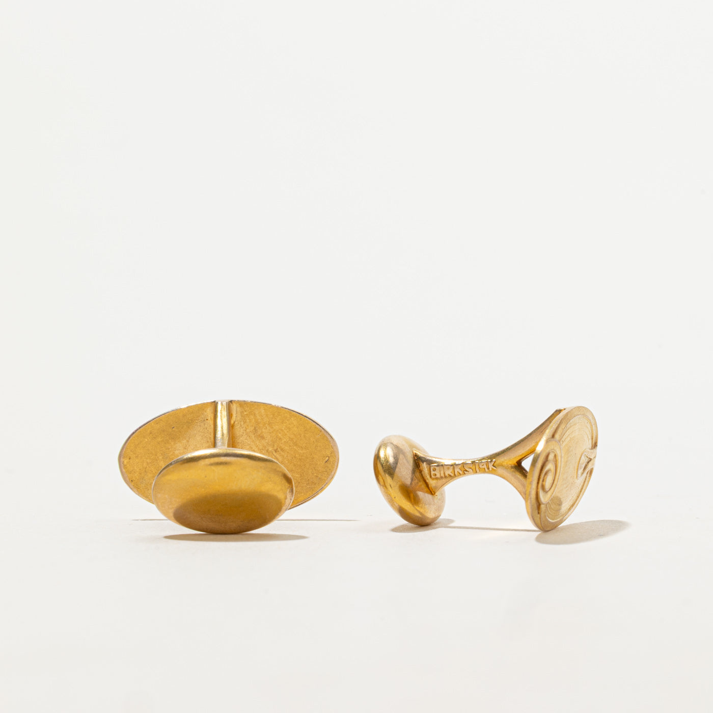 'Birks' 14k Yellow Gold Scrollwork Embossed Cufflinks
