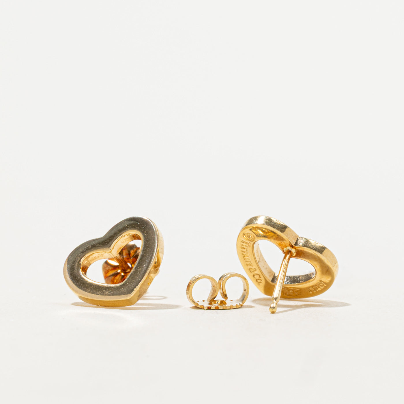 'Tiffany & Co' Yellow Gold Open Heart Stud Earrings
