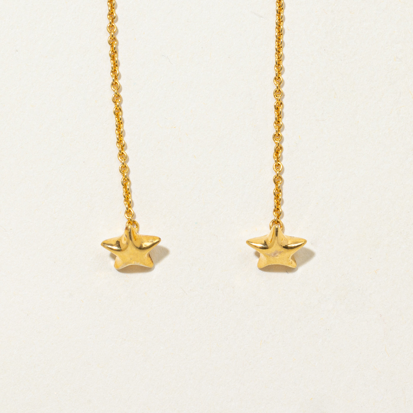 10k Diamond-Cut Bar Drop Threader Earrings