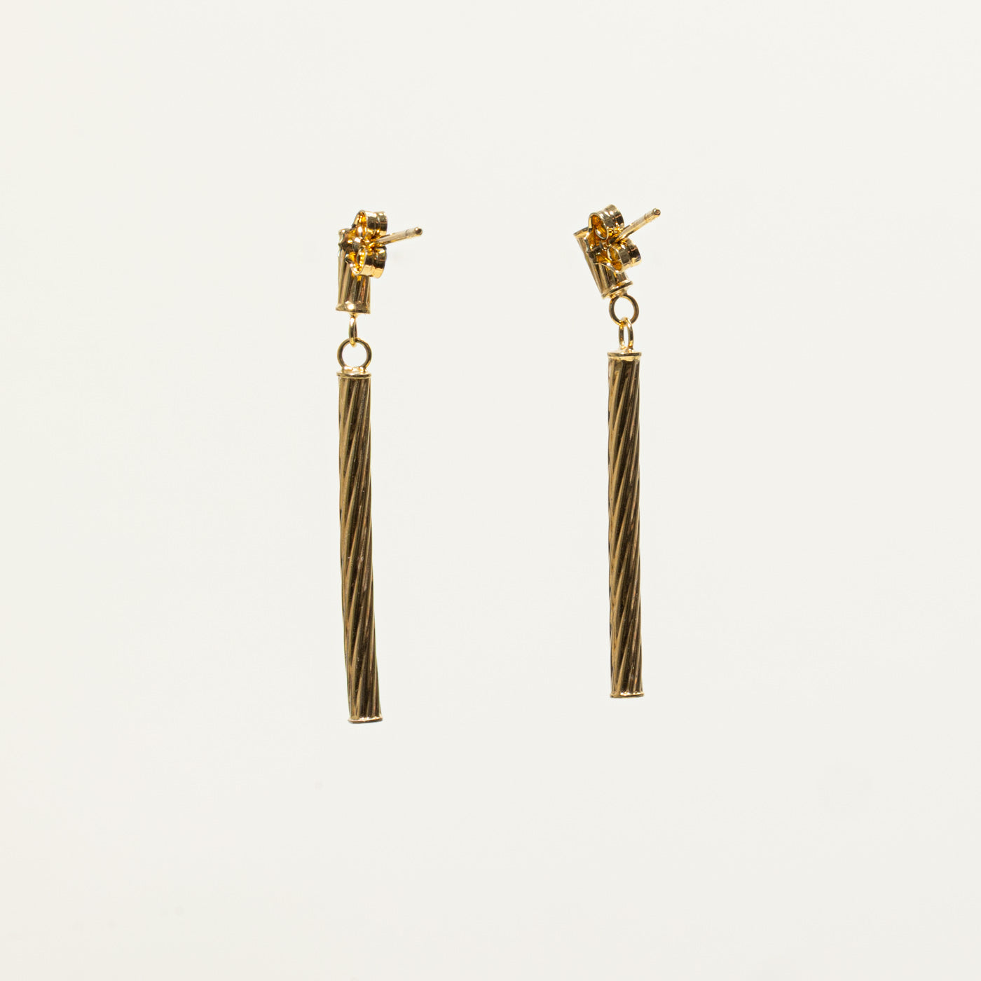 10k Yellow Gold Textured Bar Drop Earrings