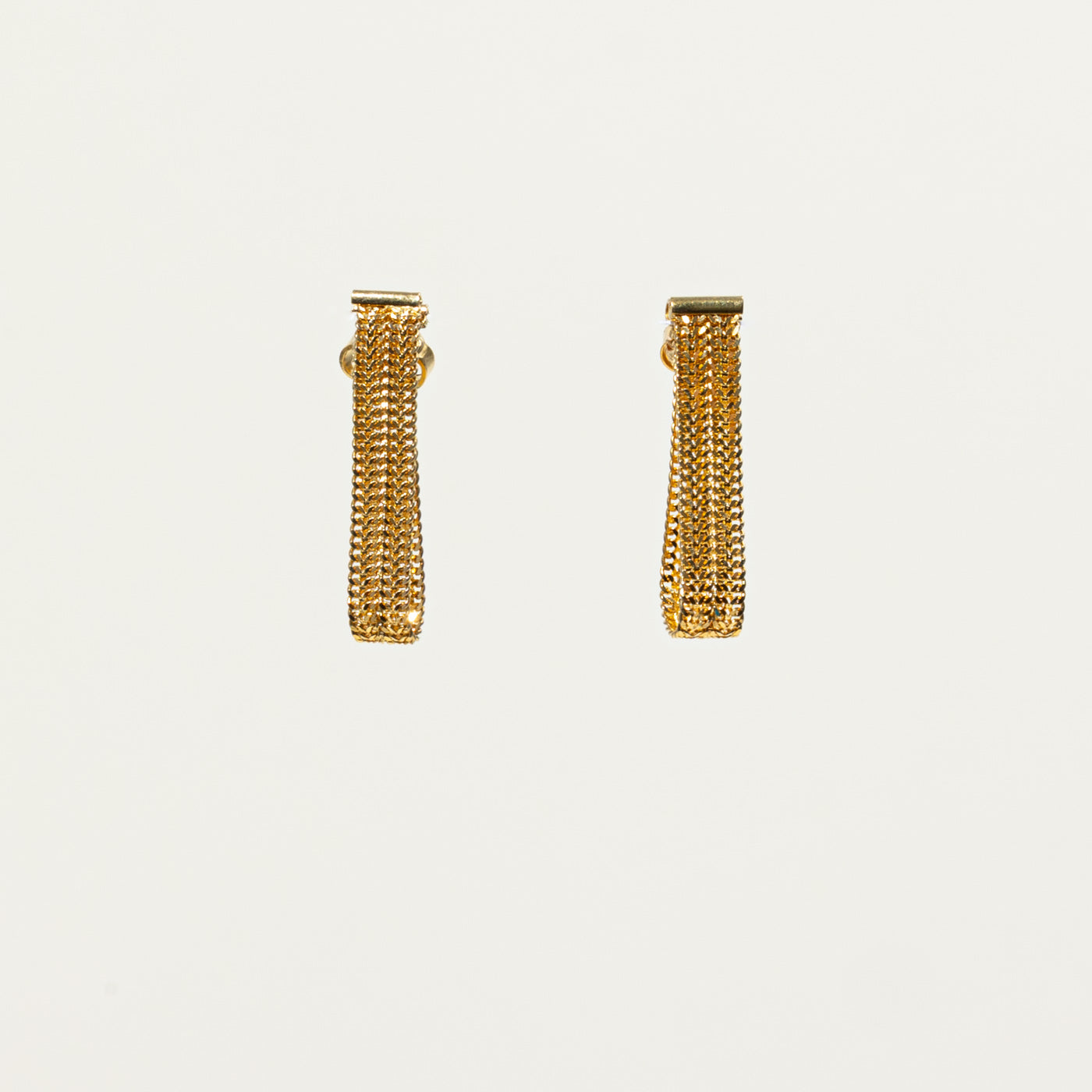 18k Yellow Gold Woven Chain Hoop Earrings