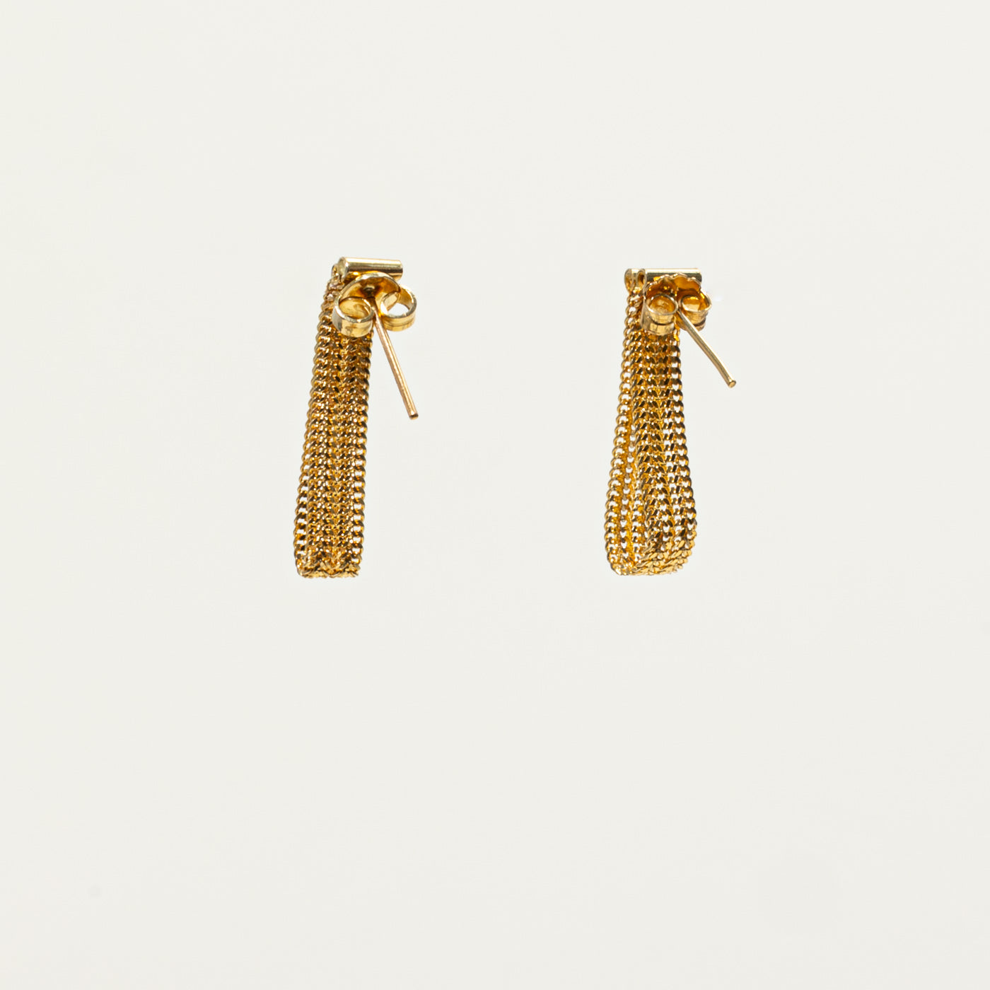 18k Yellow Gold Woven Chain Hoop Earrings