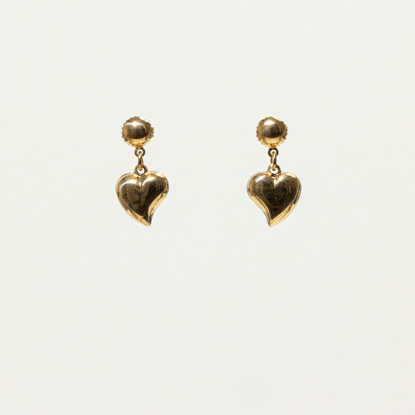 18k Yellow Gold Heart Drop Earrings