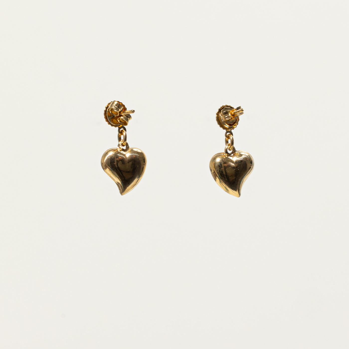 18k Yellow Gold Heart Drop Earrings