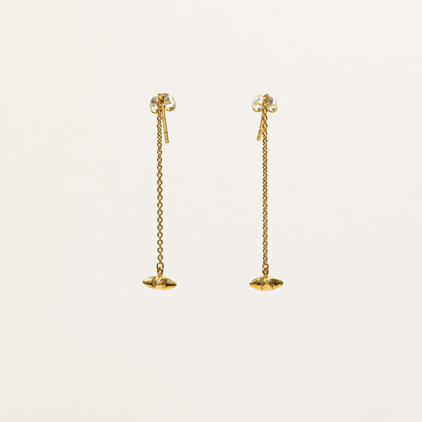 18k Yellow Gold Star Chain Drop Earrings