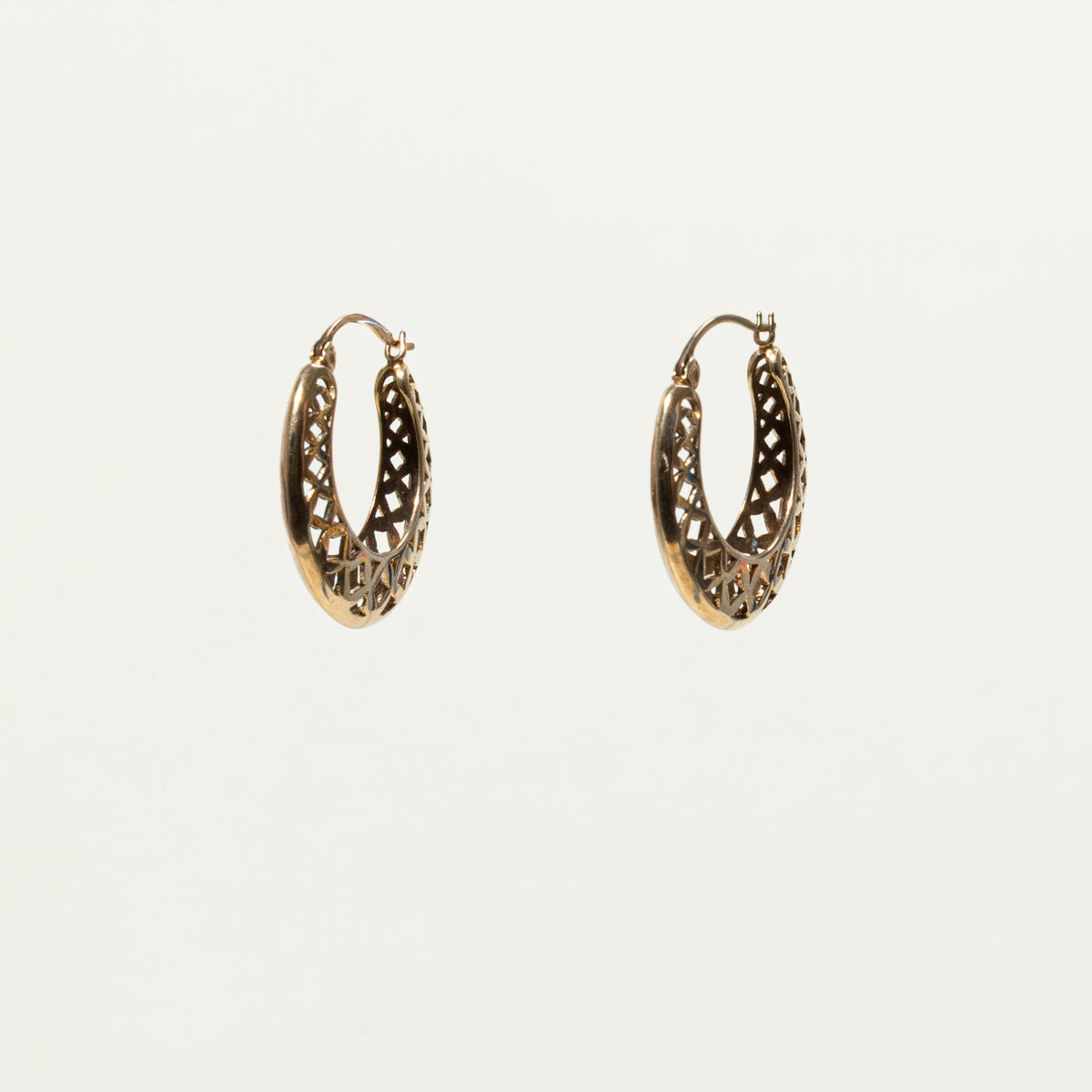 10k Yellow Gold Openwork Geometric Hoop Earrings