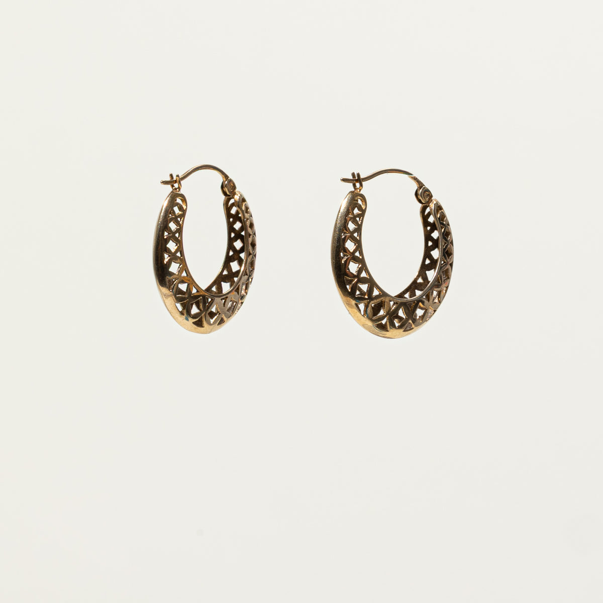10k Yellow Gold Openwork Geometric Hoop Earrings