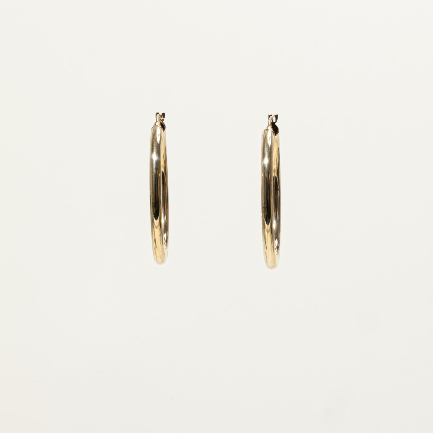 14k Yellow Gold Plain Hoop Earrings