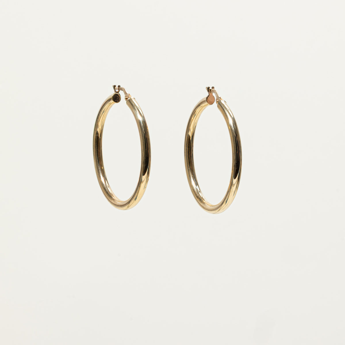 14k Yellow Gold Plain Hoop Earrings
