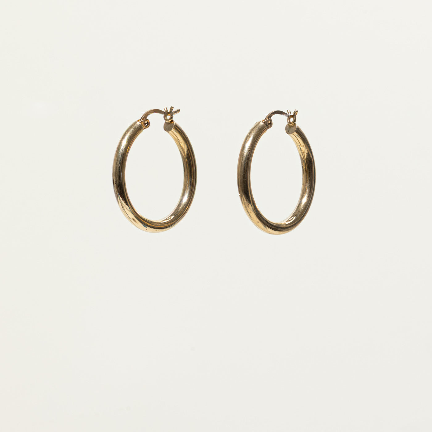 14k Yellow Gold Plain Hoops