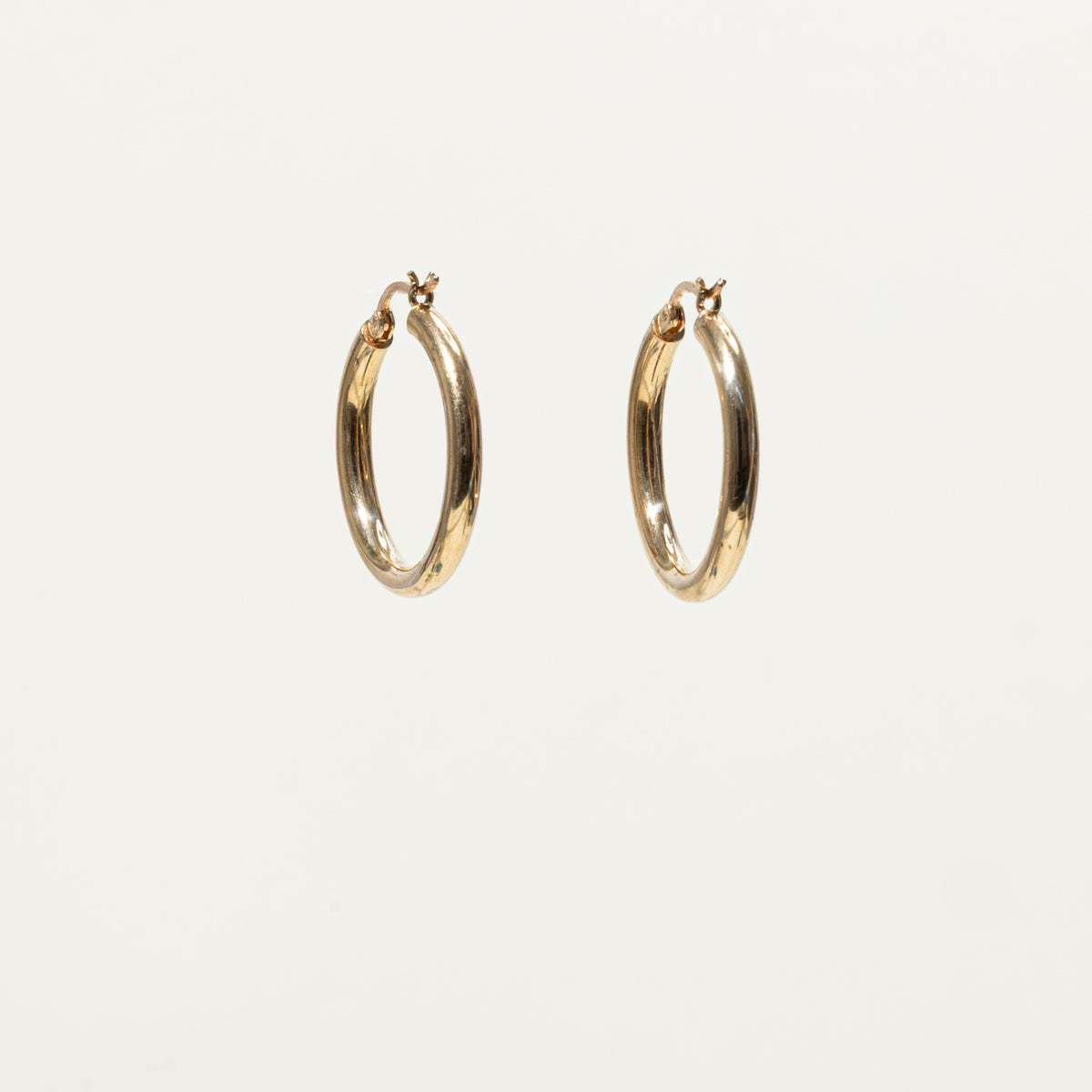 14k Yellow Gold Plain Hoops
