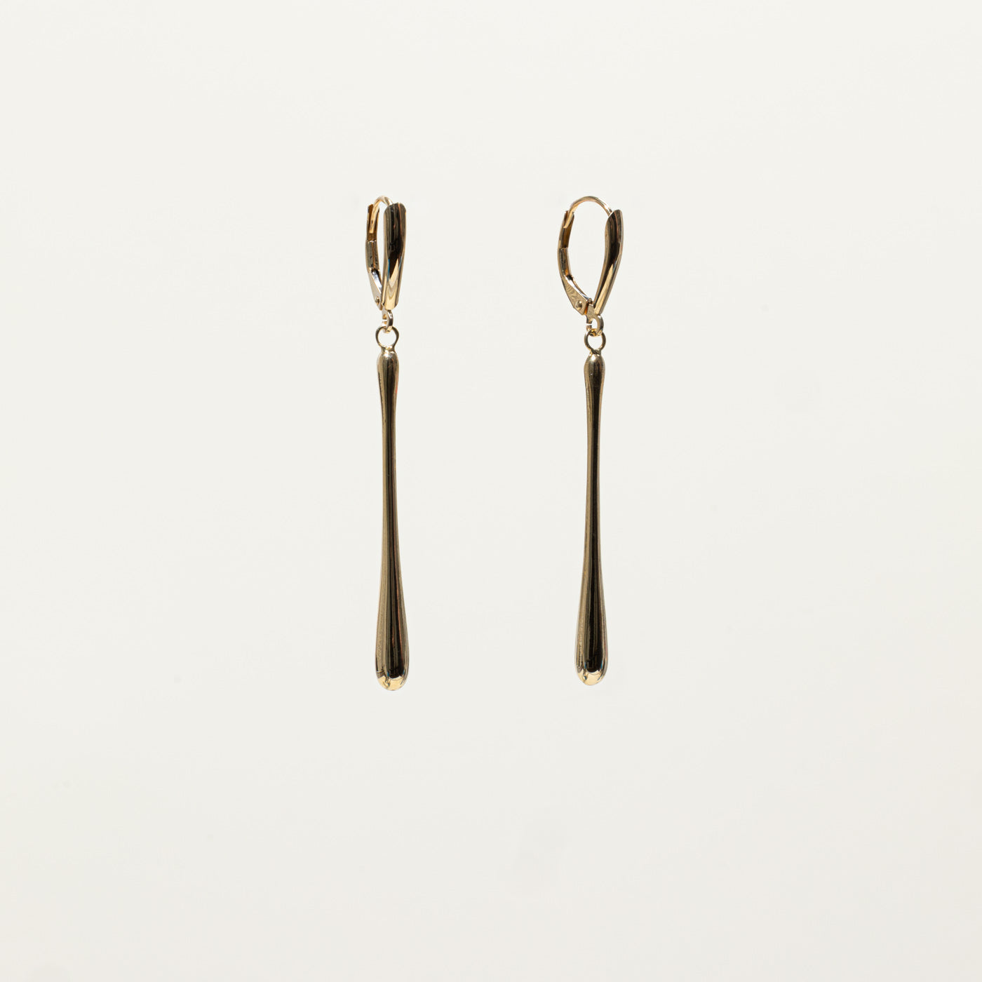 14k Yellow Gold Bar Drop Earrings