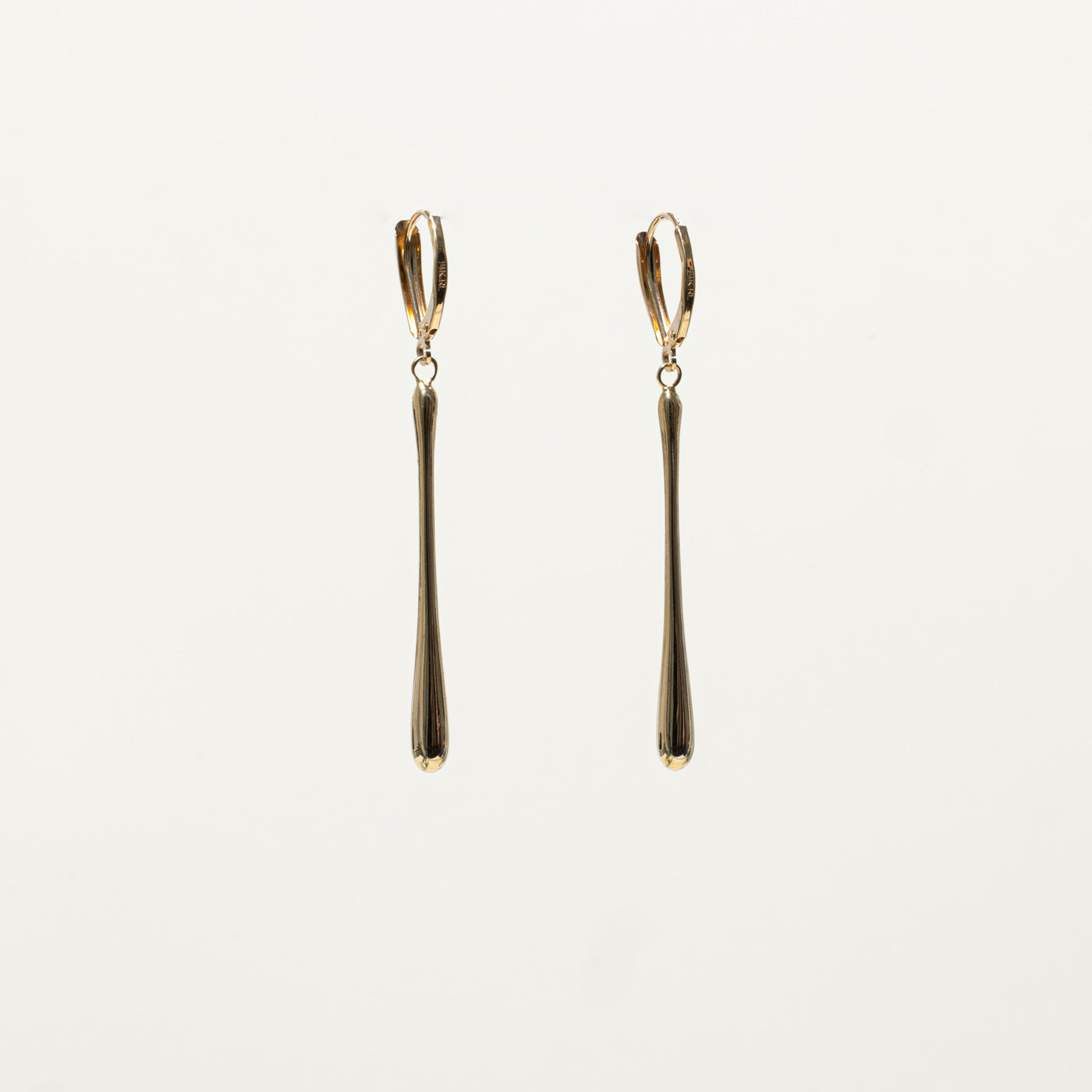 14k Yellow Gold Bar Drop Earrings