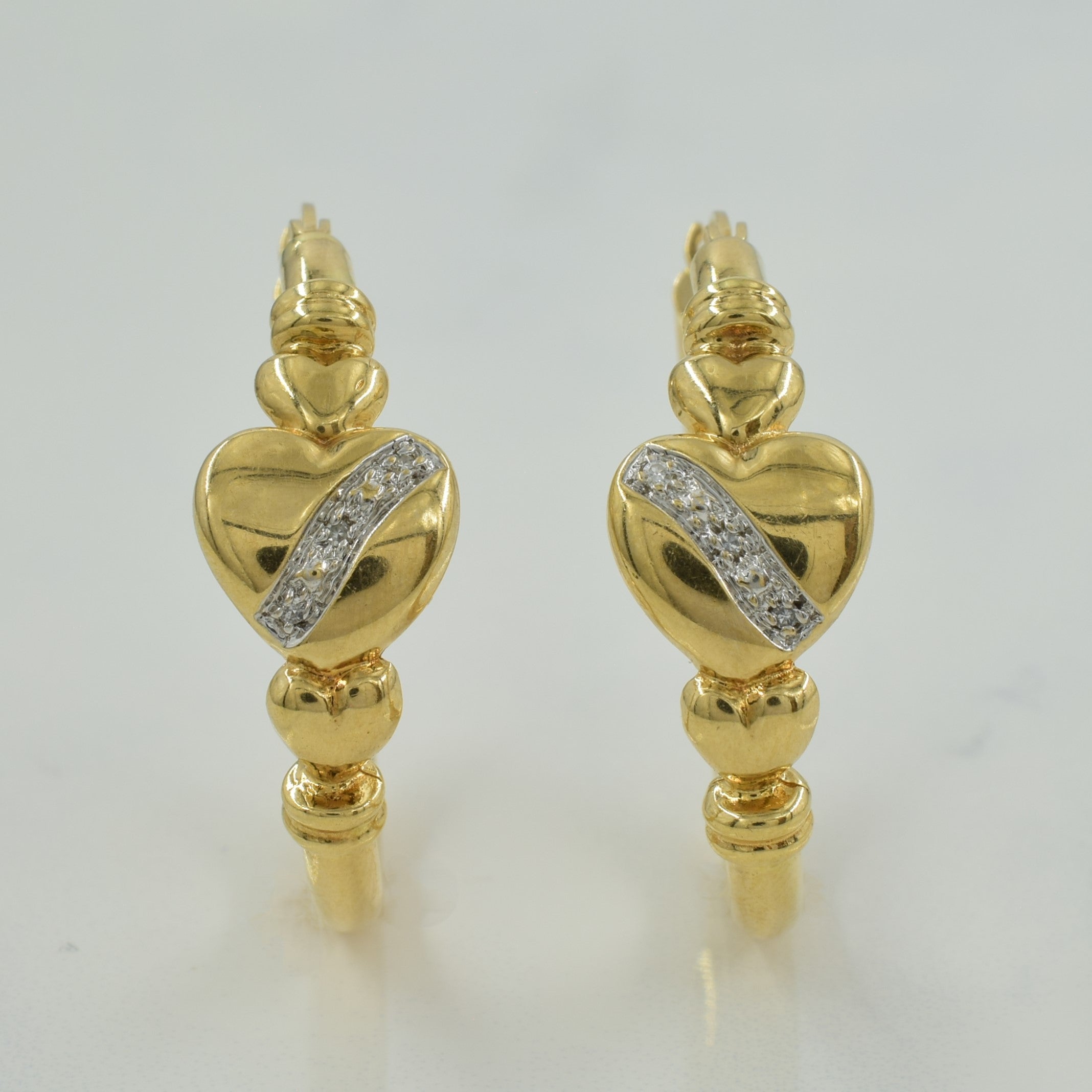 Heart Diamond Hoop Earrings | 0.02ctw |