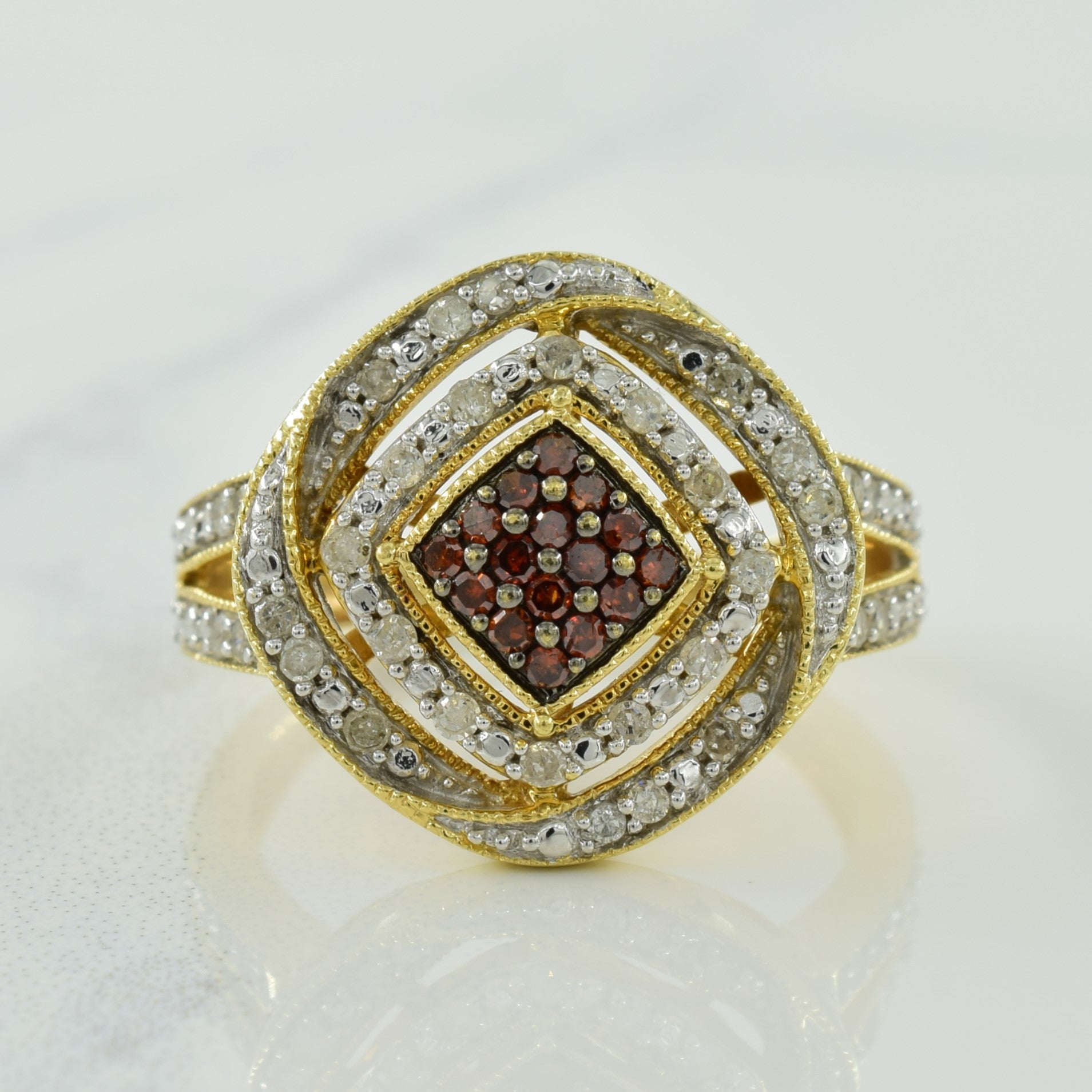 Cognac & Natural Diamond Ring | 0.23ctw, 0.12ctw | SZ 7 |