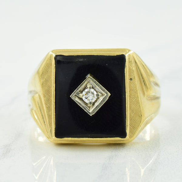 Black Onyx & Diamond Ring | 3.50ct, 0.05ct | SZ 12 |