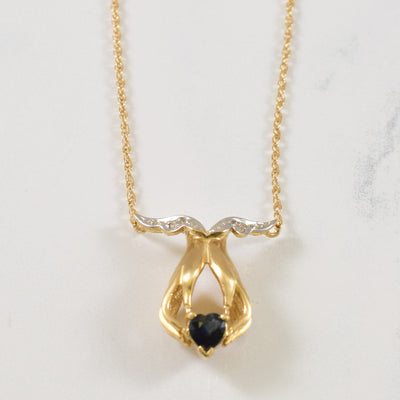 Sapphire & Diamond Necklace | 0.25ct, 0.02ctw | 16.5