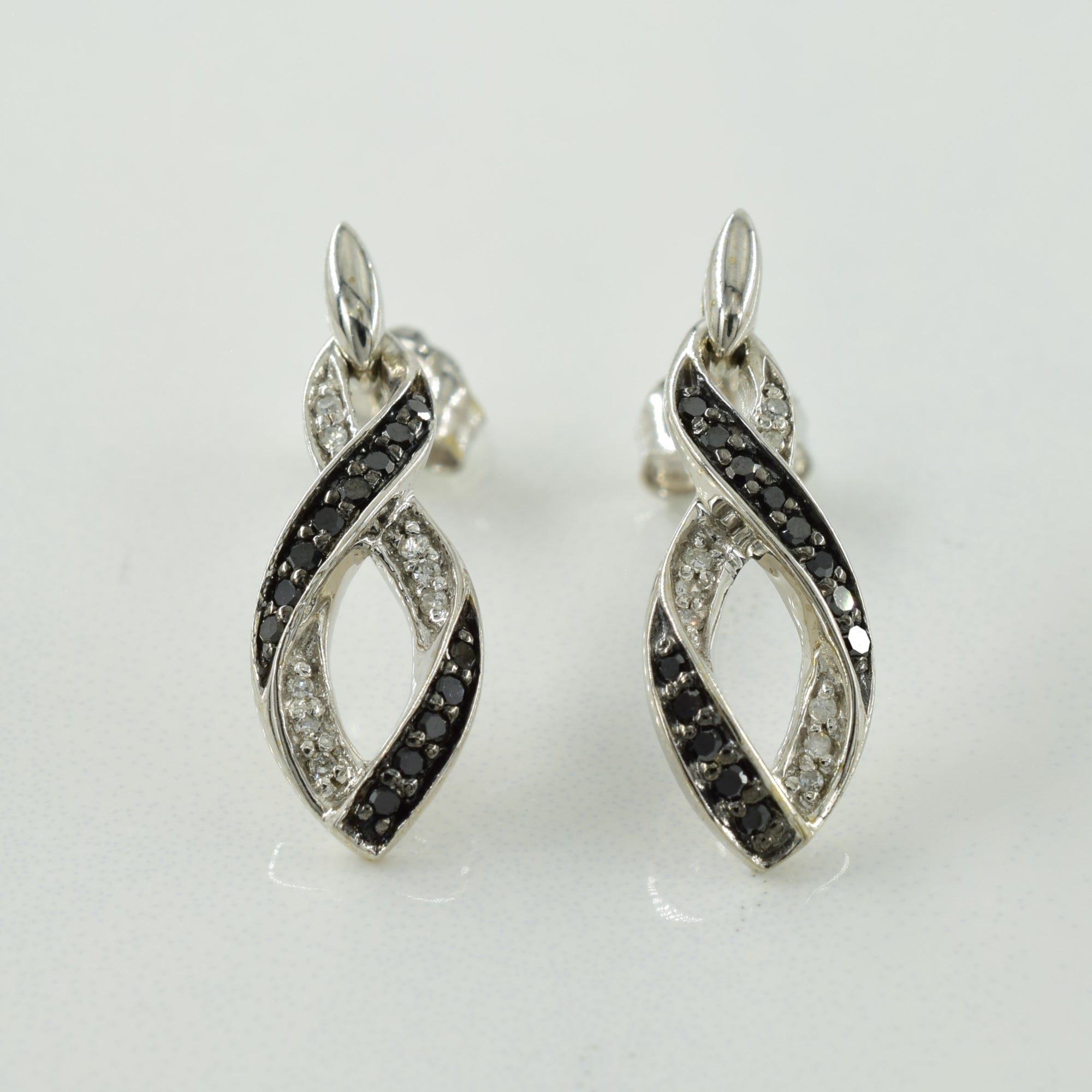 Black & Natural Diamond Earrings | 0.08ctw, 0.06ctw |