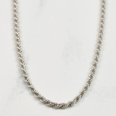 14k White Gold Italian Rope Chain | 16.25
