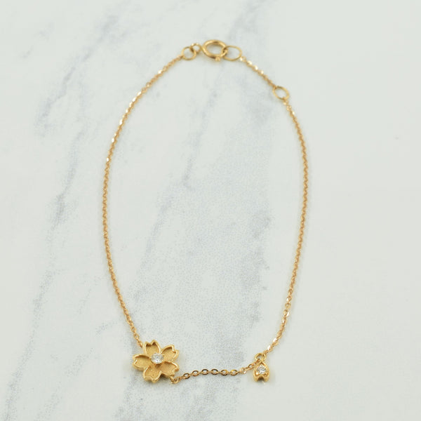 18k Gold Flower Design Diamond Bracelet | 0.05ctw | 7