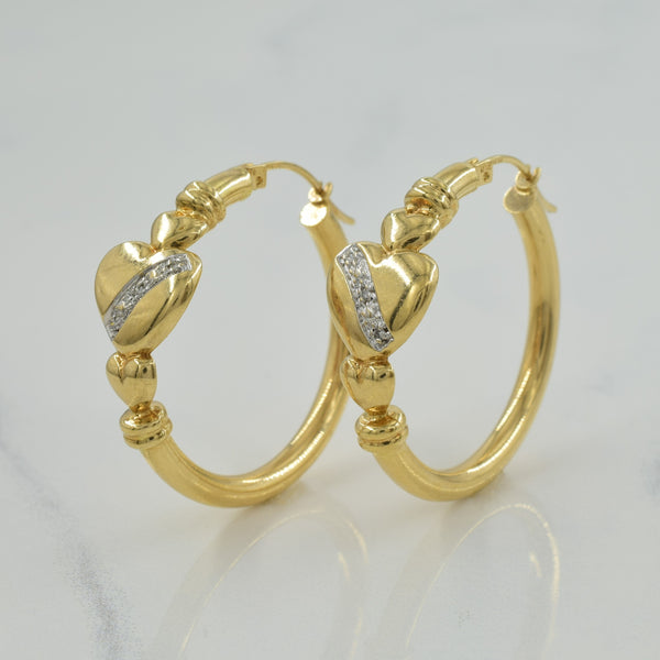 Heart Diamond Hoop Earrings | 0.02ctw |