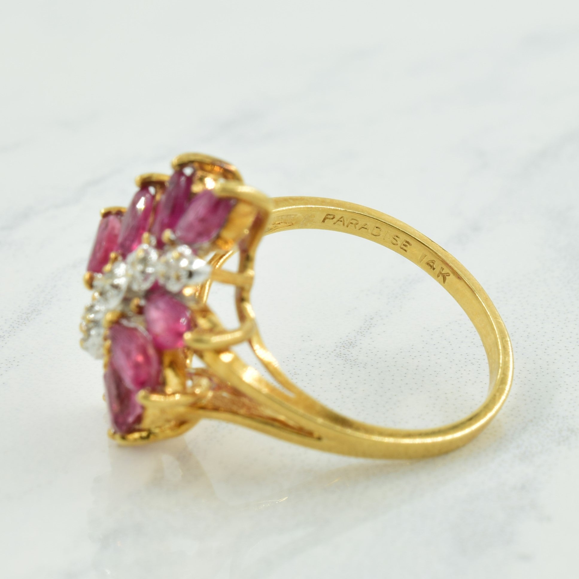 Ruby & Diamond Cocktail Ring | 1.50ctw, 0.03ctw | SZ 6 |