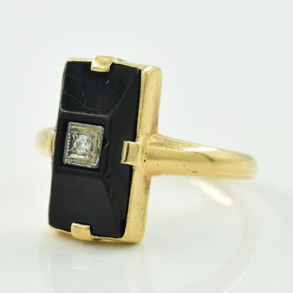 Black Onyx & Diamond Ring | 1.75ct, 0.01ct | SZ 4 |