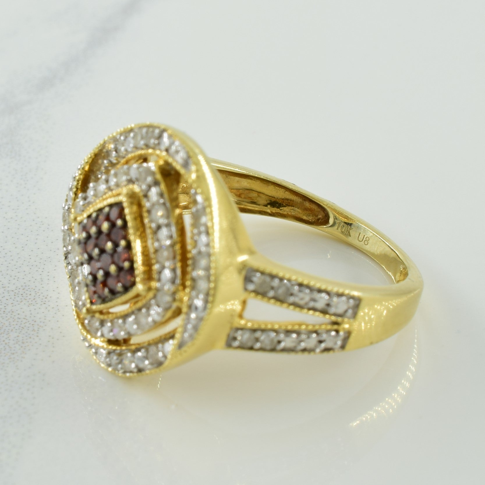 Cognac & Natural Diamond Ring | 0.23ctw, 0.12ctw | SZ 7 |