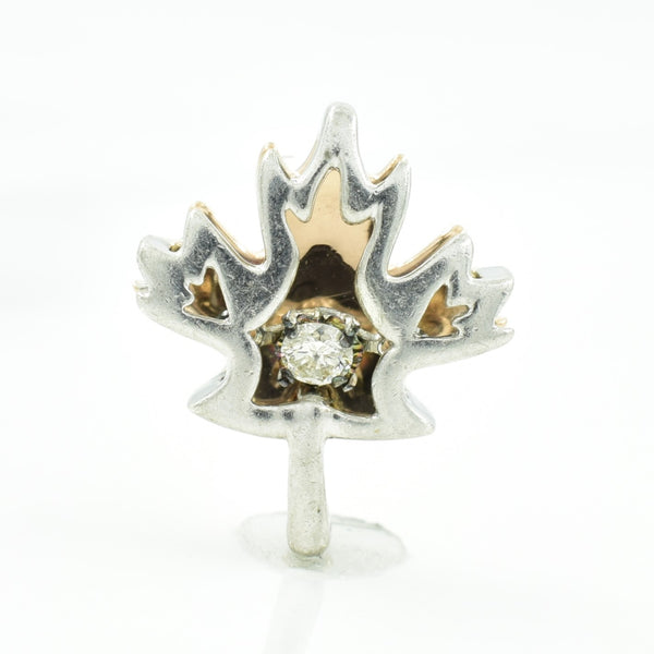 Gold & Sterling Silver Diamond Maple Leaf Pendant | 0.03ct |