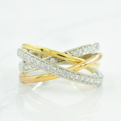 Tri Tone Gold Diamond Ring | 0.28ctw | SZ 8 |