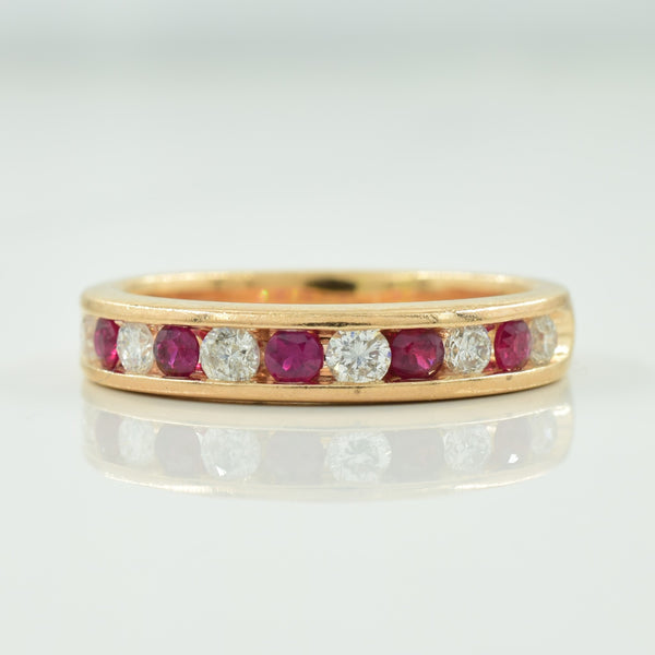 Channel Set Ruby & Diamond Ring | 0.35ctw, 0.29ctw | SZ 6.25 |