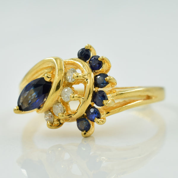Blue Sapphire & Diamond Bypass Ring | 0.44ctw, 0.08ctw | SZ 6.5 |