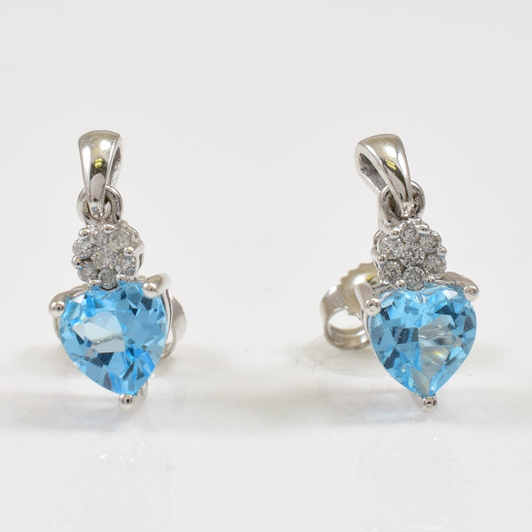 Blue Topaz & Diamond Stud Earrings | 1.00ctw, 0.08ctw |