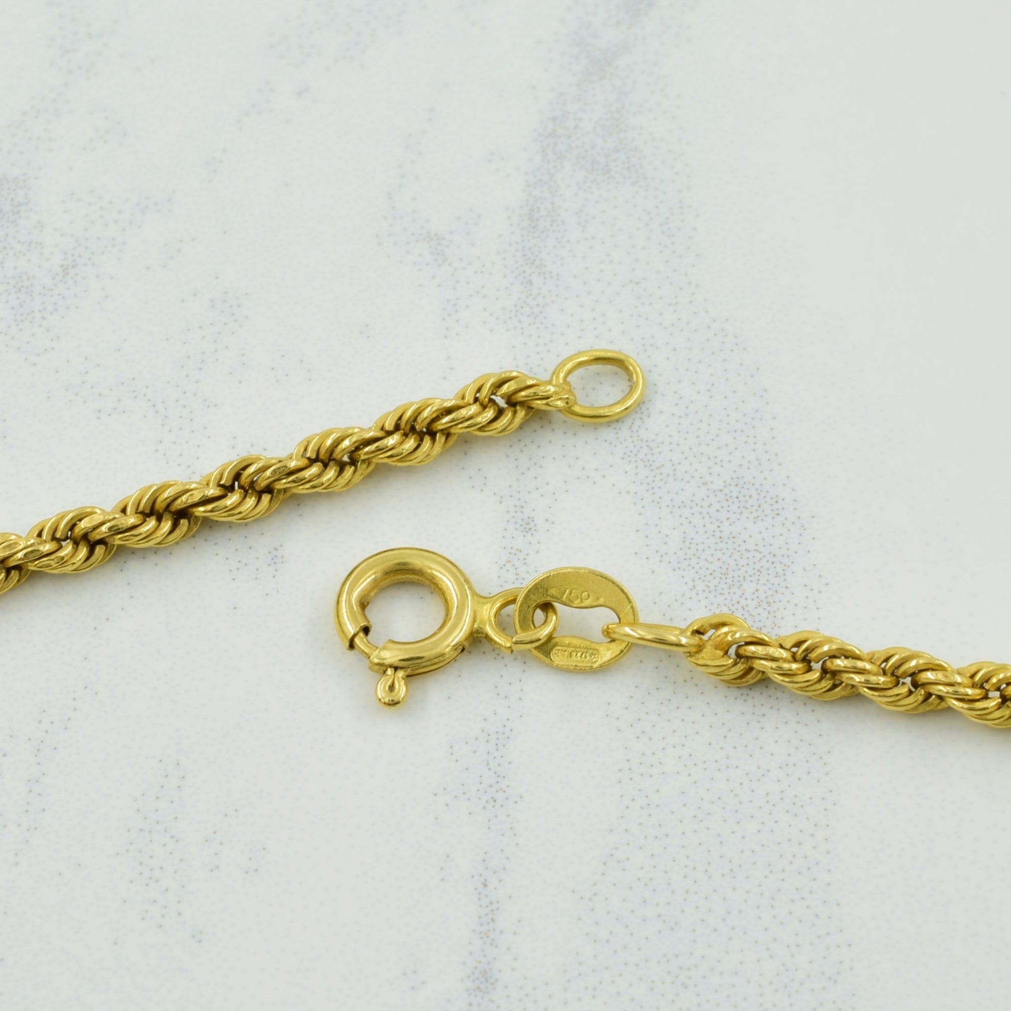 18k Yellow Gold Italian Hallmark Rope Chain | 20.75