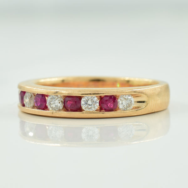 Channel Set Ruby & Diamond Ring | 0.35ctw, 0.29ctw | SZ 6.25 |