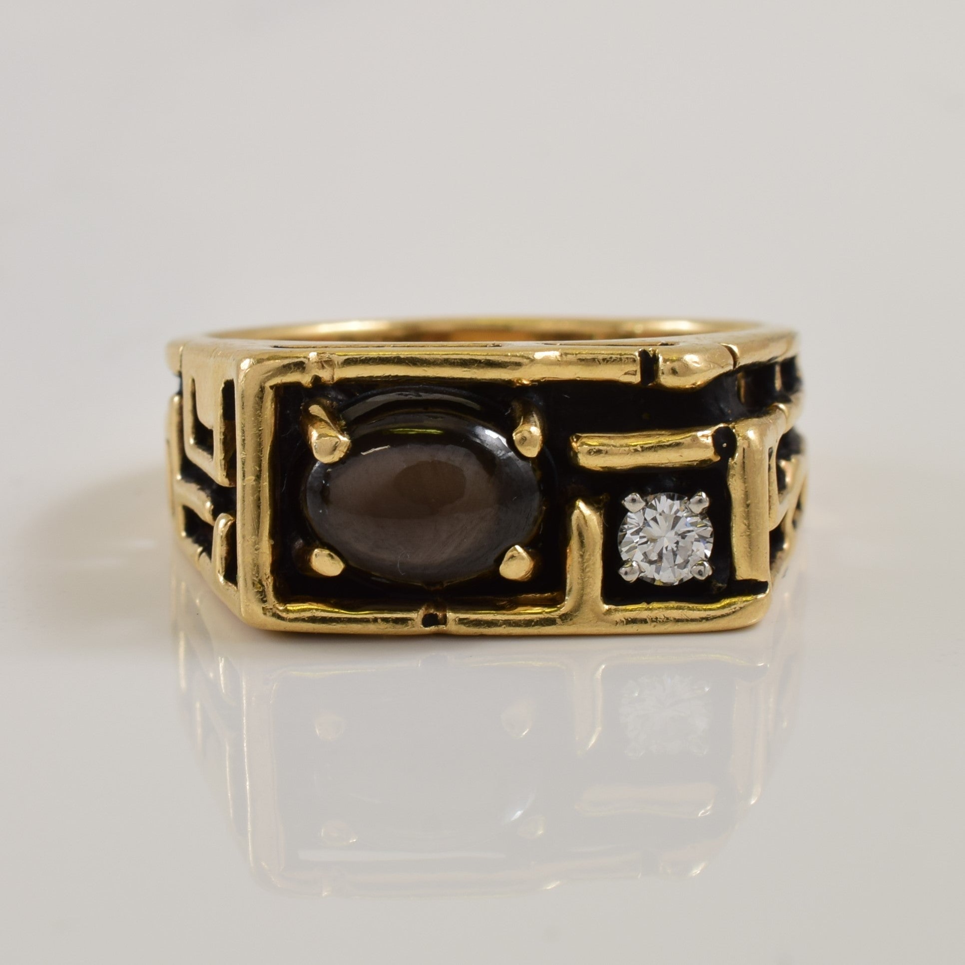Star Sapphire & Diamond Ring | 3.00ct, 0.10ct | SZ 10 |