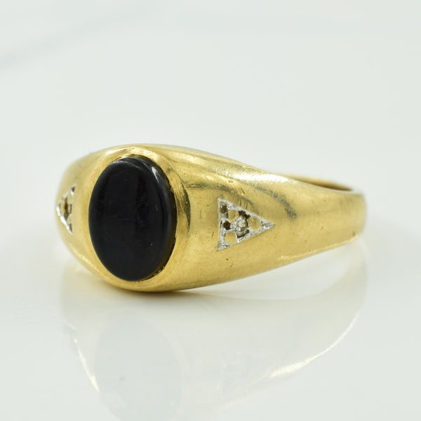 Black Onyx & Diamond Ring | 0.70ct, 0.02ctw | SZ 8.75 |