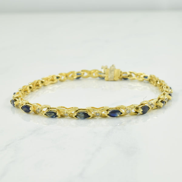 Sapphire & Diamond Tennis Bracelet | 2.00ctw, 0.16ctw | 7.25