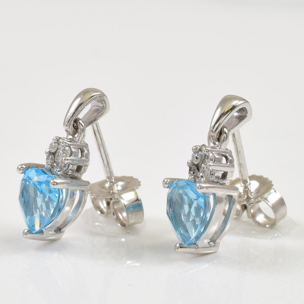Blue Topaz & Diamond Stud Earrings | 1.00ctw, 0.08ctw |