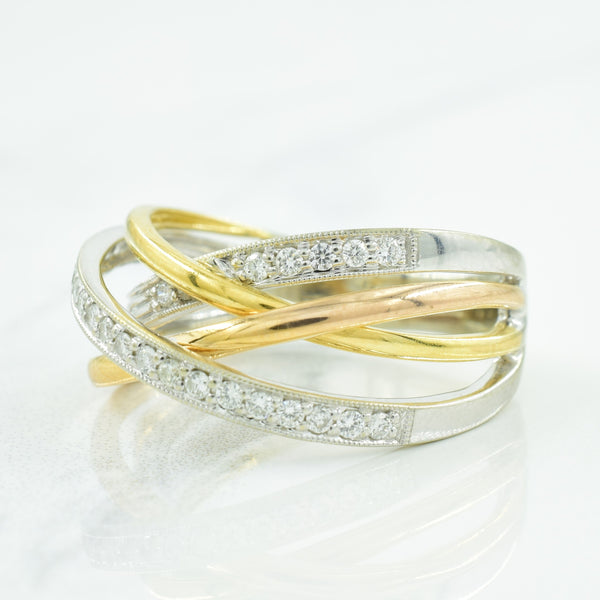 Tri Tone Gold Diamond Ring | 0.28ctw | SZ 8 |