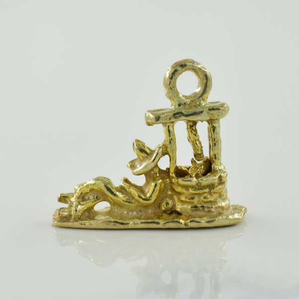 10k Yellow Gold Person & Well Charm |