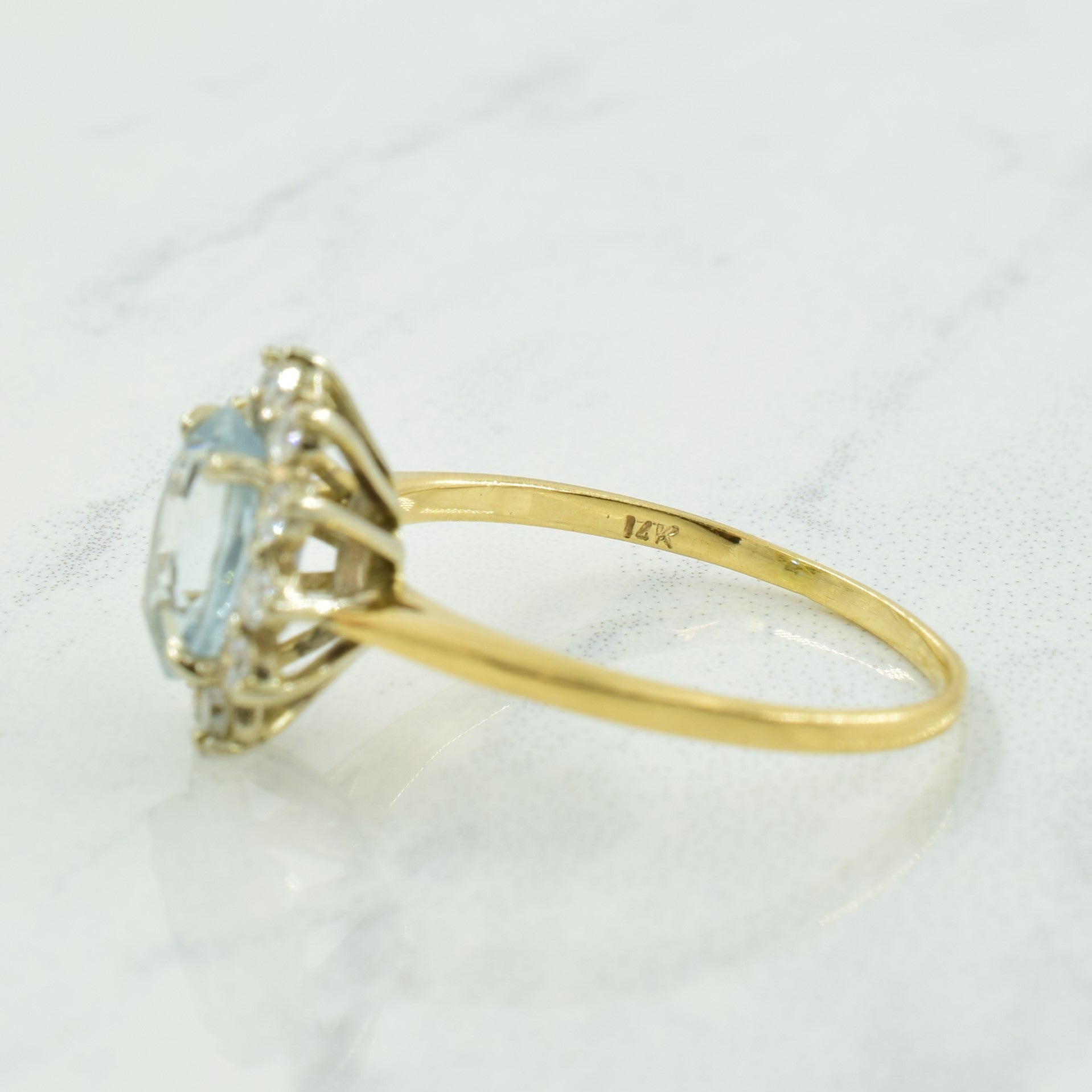 Aquamarine & Diamond Halo Ring | 1.00ct, 0.24ctw | SZ 6.25 |