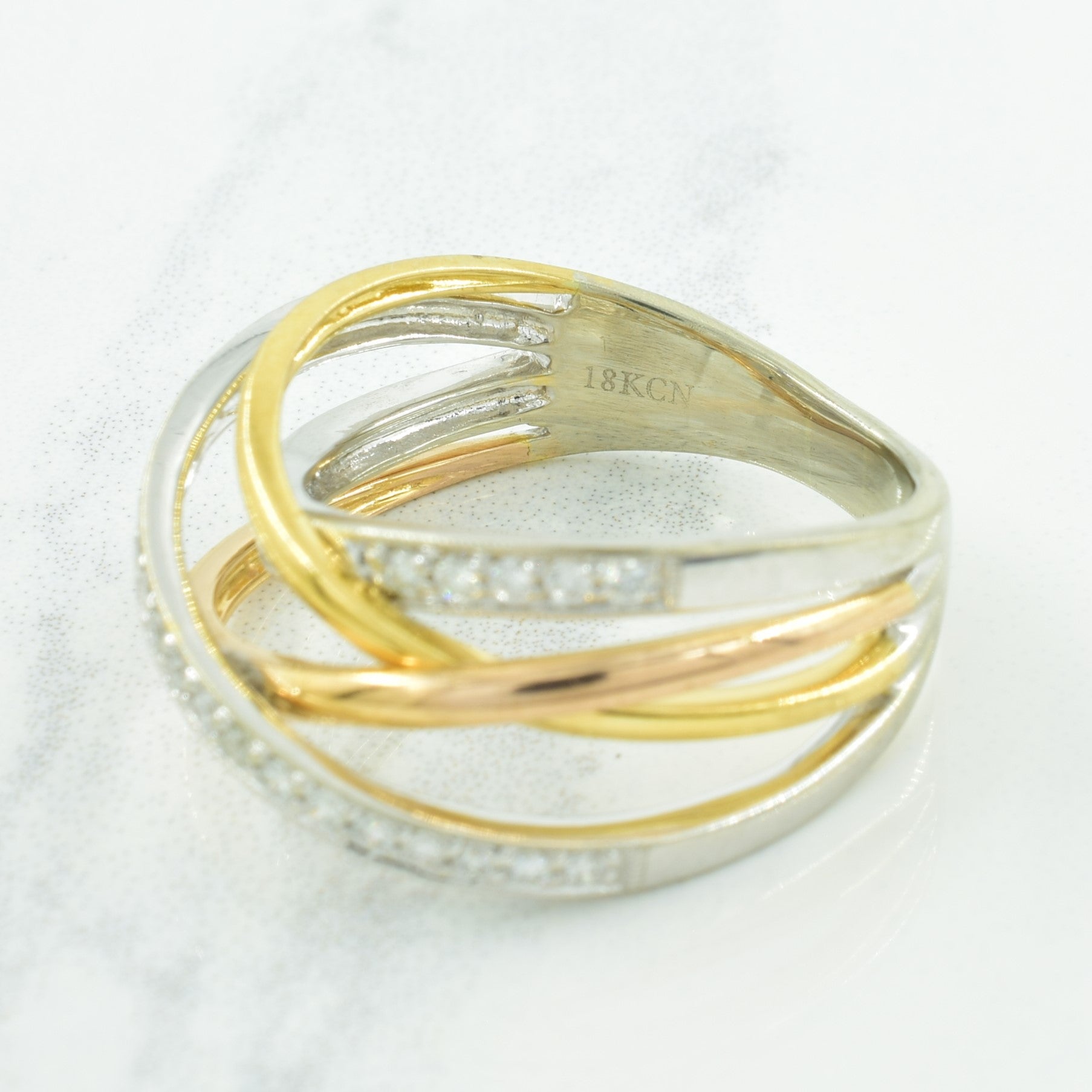 Tri Tone Gold Diamond Ring | 0.28ctw | SZ 8 |