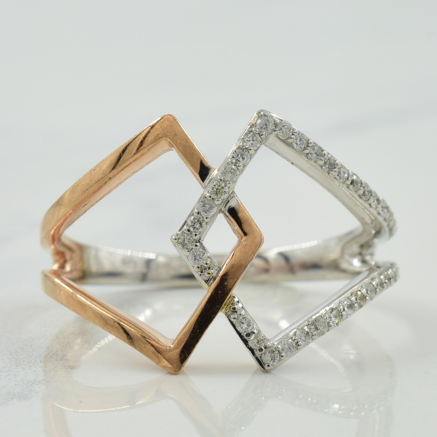 Two Tone Gold Diamond Ring | 0.15ctw | SZ 8.25 |