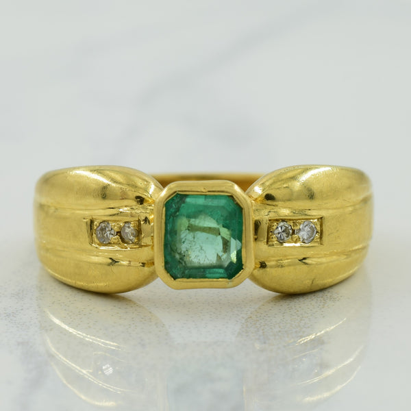 Emerald & Diamond Ring | 0.80ct, 0.04ctw | SZ 9 |