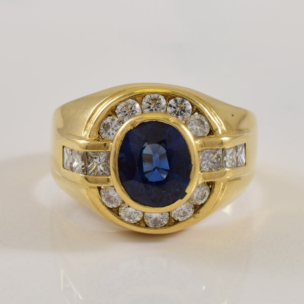 Sapphire & Diamond Halo Ring | 2.690ct, 0.77ctw | SZ 10 |