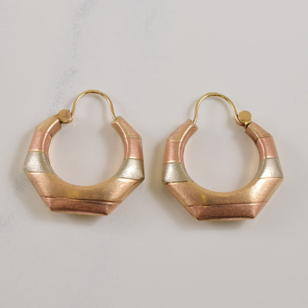 10k Tri Tone Gold Hoop Earrings |