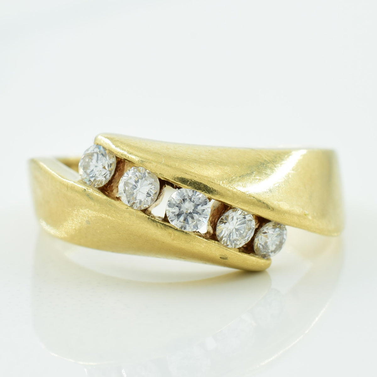 Channel Set Diamond Bypass Ring | 0.20ctw | SZ 5.75