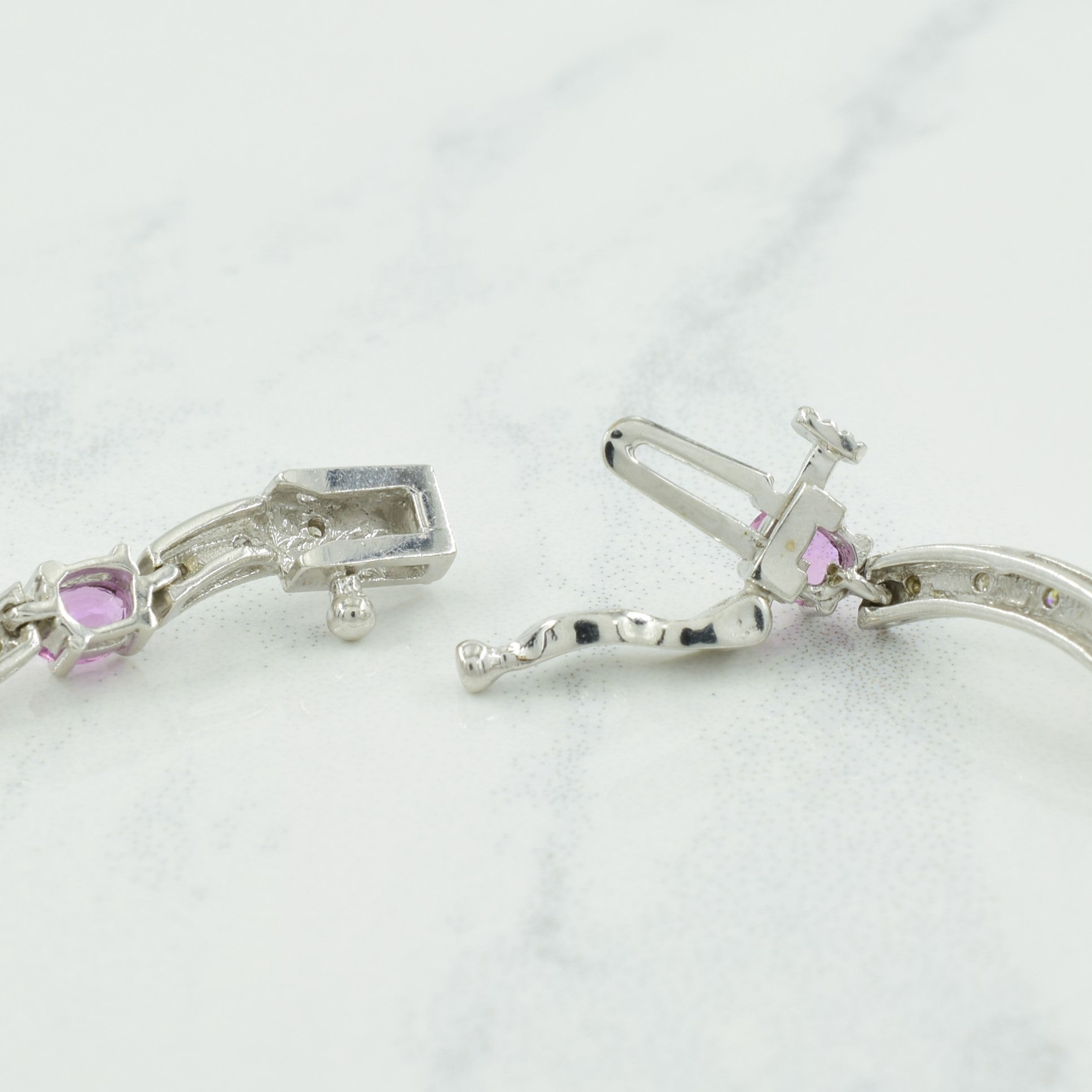 Pink Sapphire & Diamond Bracelet | 2.20ctw, 0.11ctw | 7" |