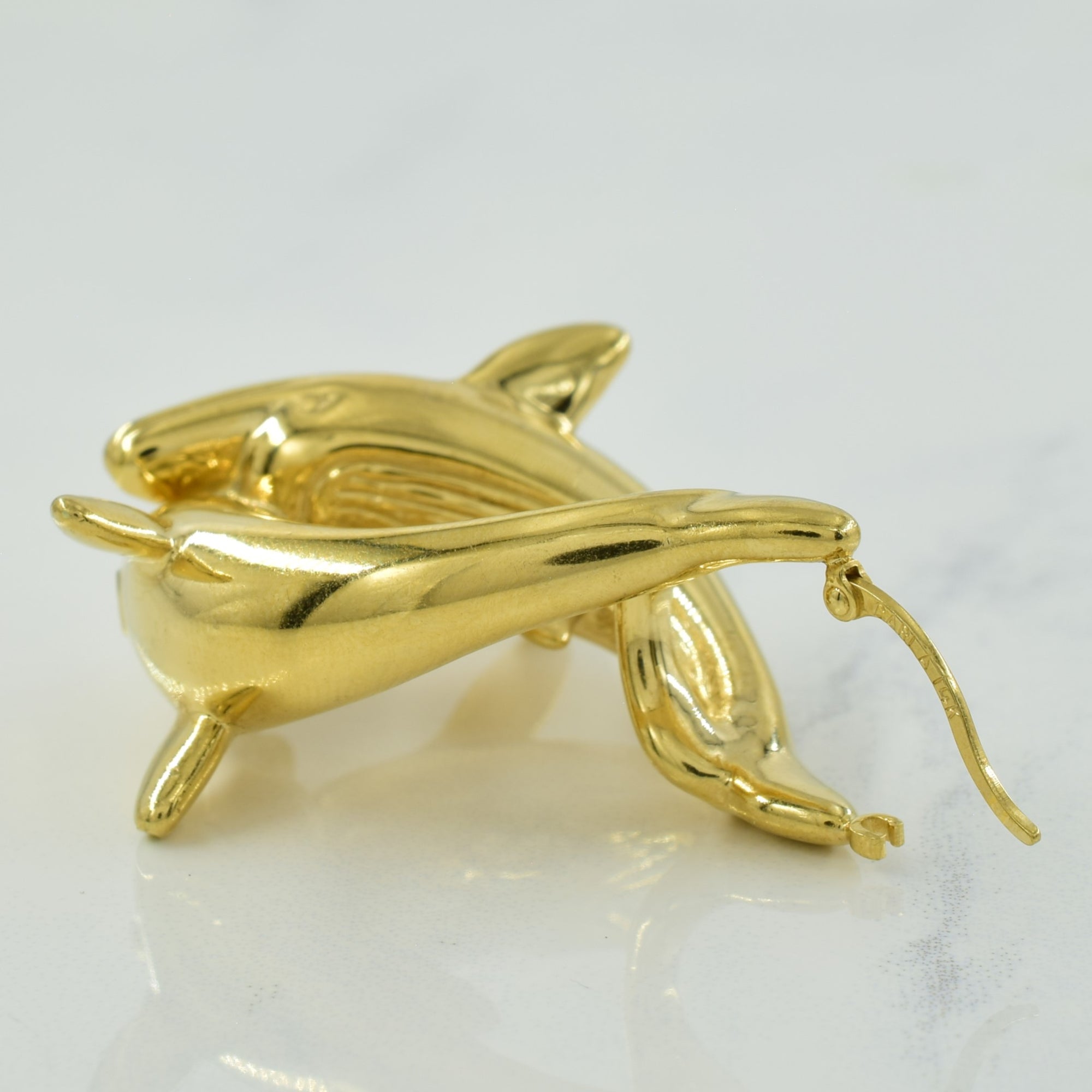 14k Yellow Gold Dual Dolphin Earrings |